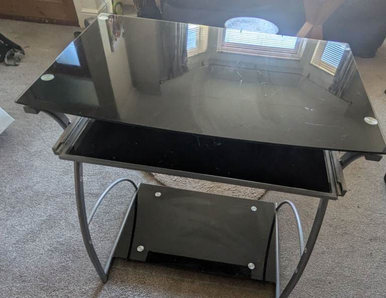Glass computer desk