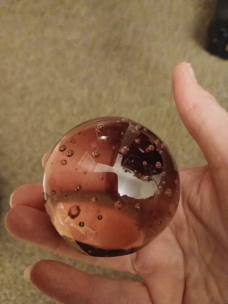 Decorative Glass Paperweight with Bubbles and Bird Design