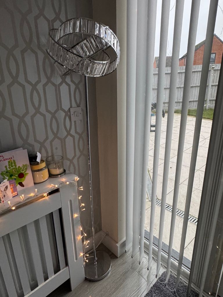 Crystal and chrome floor lamp