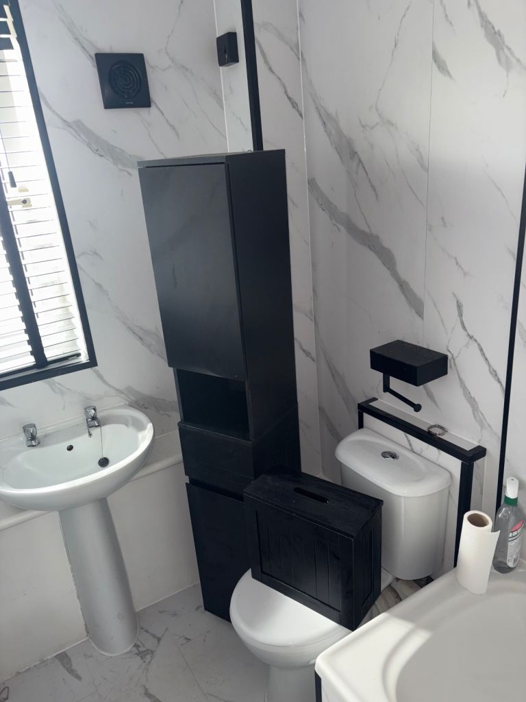 Black Bathroom Storage Unit and Box – As Good As New