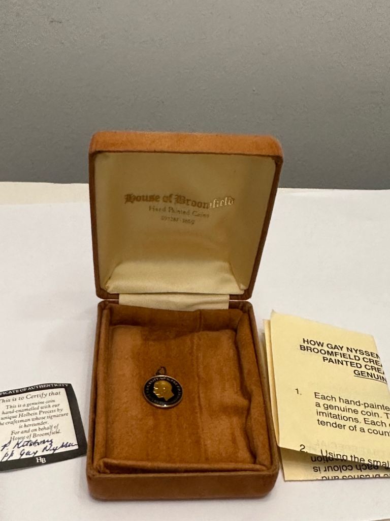 House of Broomfield Hand Painted Coin Pendant - George V 1936
