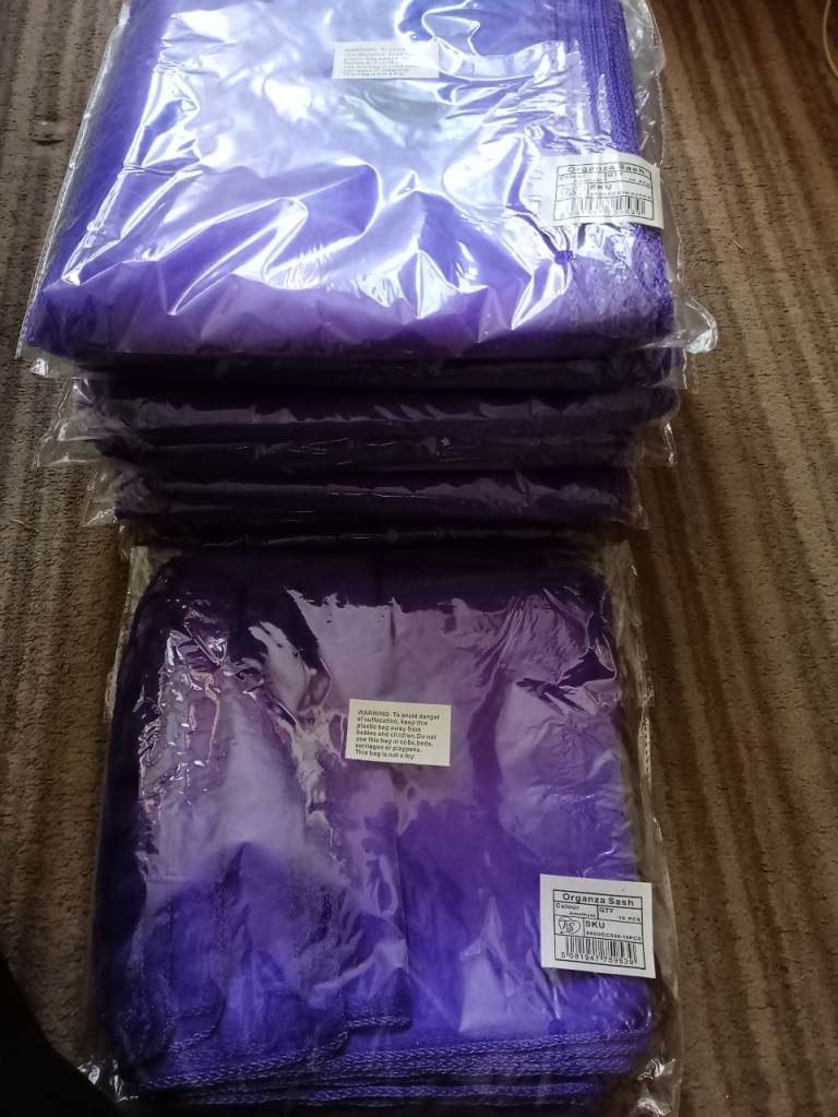 100 chair sashes for weddings. Tie into a bow.