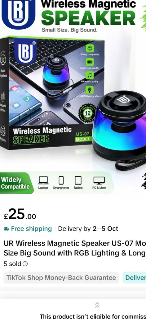 UR US-07 Wireless Magnetic Speaker with RGB Lighting