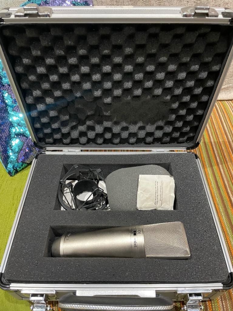 Pair of 90s Rode NT2 ex BBC cardioid condenser microphones with cases, shock mounts etc 