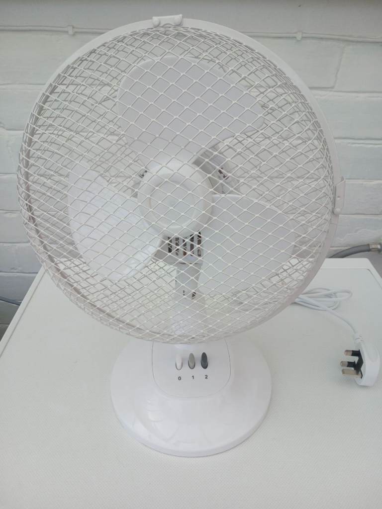 White Oscillating Desk Fan / 27cm wide approx...