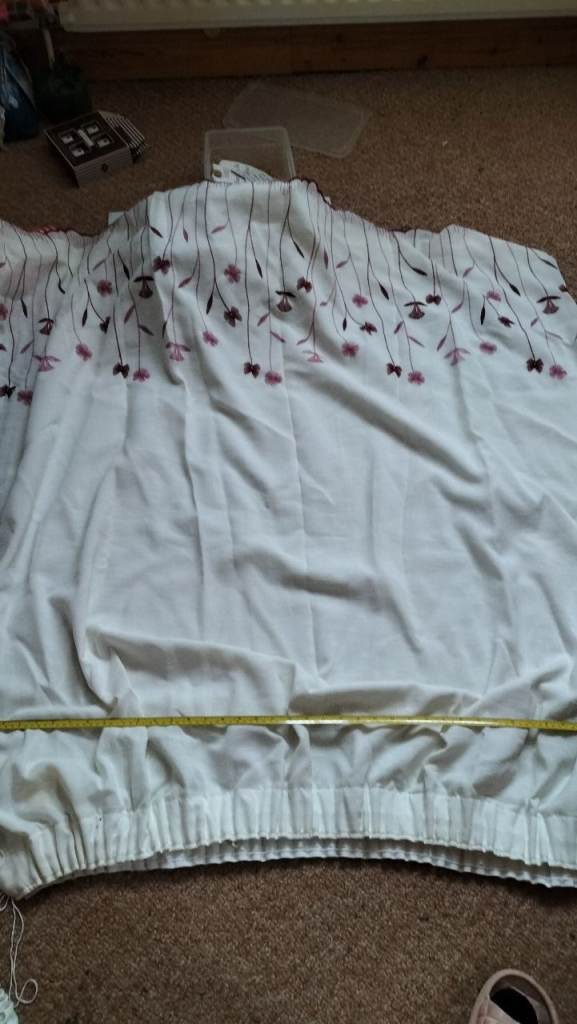 OPEN TO SENSIBLE OFFERS ..White/pink floral fully lined curtains with  matching pleated valance 