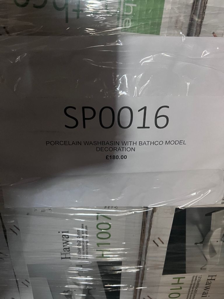 Big pallet of New Bathco SP0016 Porcelain Washbasin with Decoration for ...