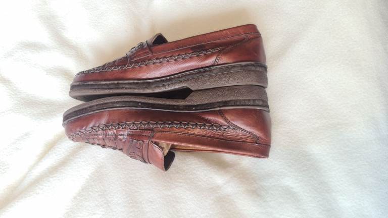 Hush Puppies brown leather slip in moccasins shoes uk6 excellent condition