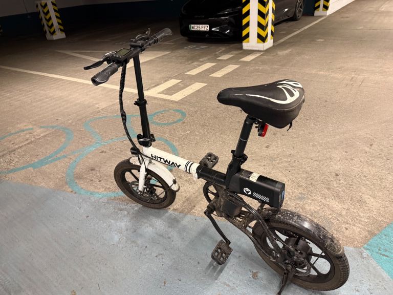 HITWAY Electric Folding Bike – White, Good Condition