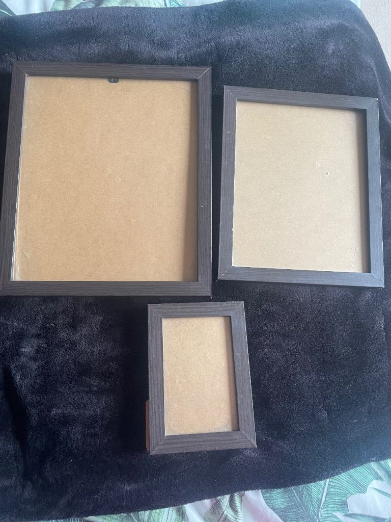 Set of 3 Brown Wooden Photo Frames – Good Condition