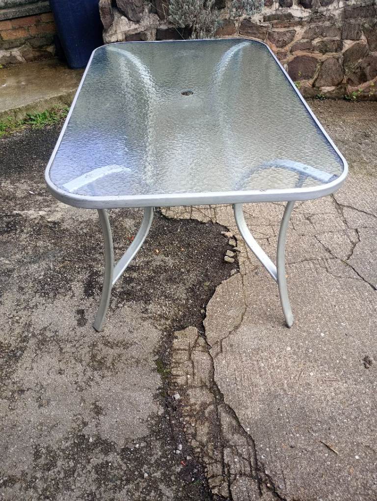 Glass Garden Table Metal Frame - Large 