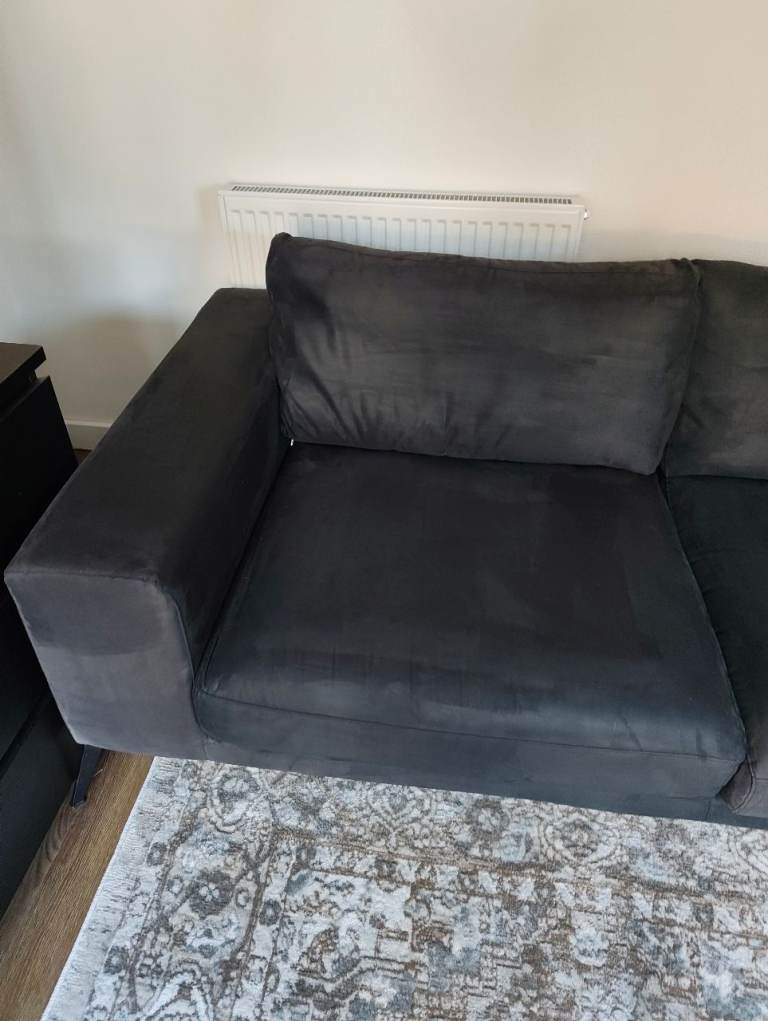 3 Seater DFS Sofa in Black Suede