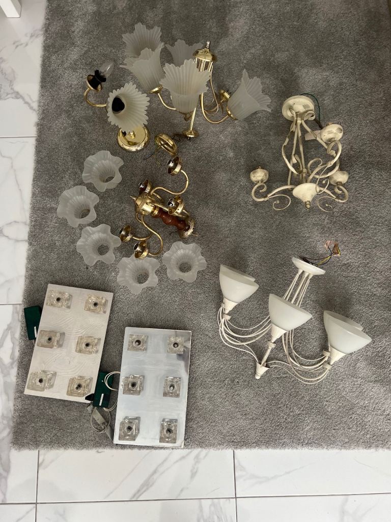Antique chandelier lights brass ceiling pendant cube square light x5