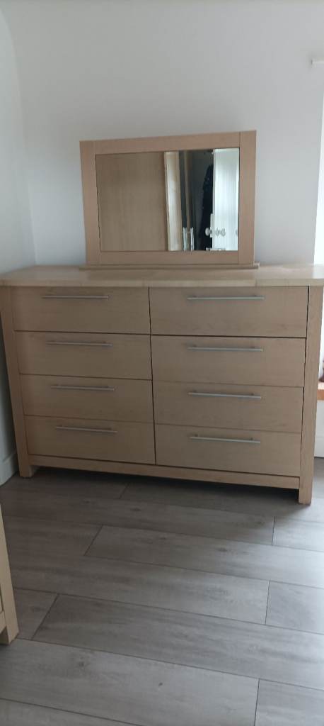 Wardrobe, Chest of Drawers, and Bedside Tables – Light Wood
