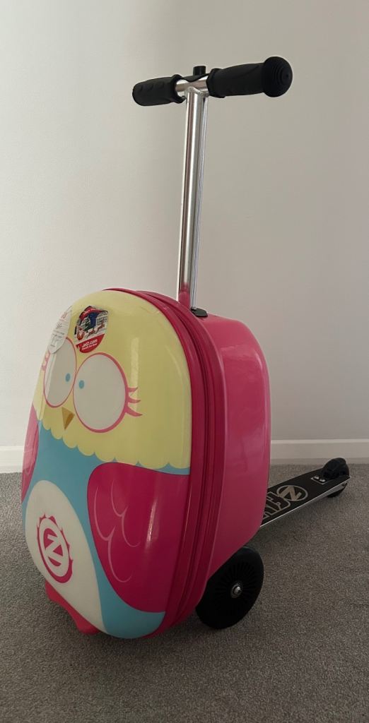 Zinc Flyte Girls' 18-inch Suitcase Scooter Pink Olivia the Owl Ride-On( x2 available)