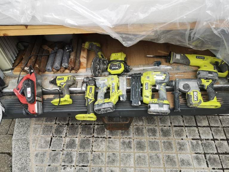 Ryobi tool collection Nail gun, sds, pin nailer, impact driver, batteries etc