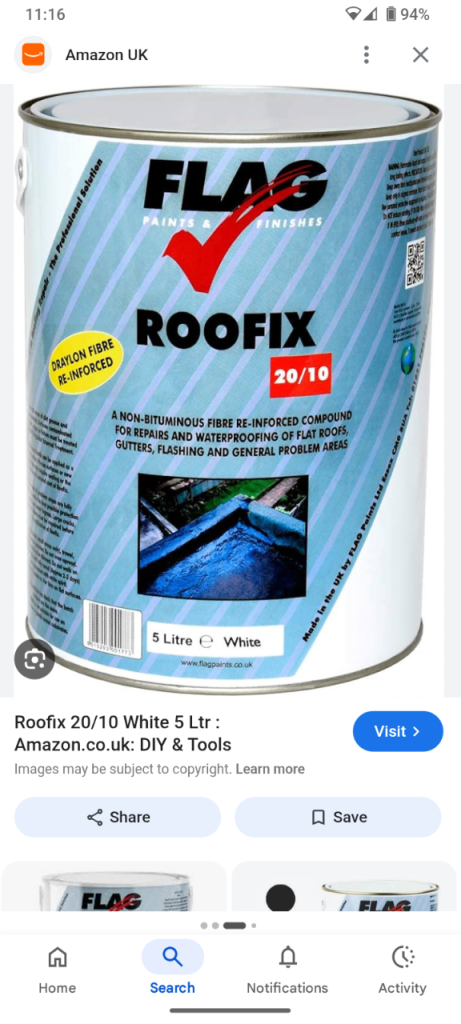 5 Litres of Flag Roof Fix, completely unopened