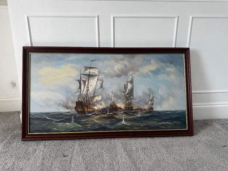 Oil painting on canvas by maritime artist J.Harvey