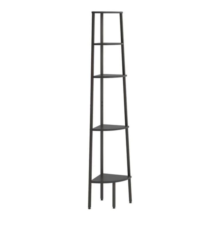 5-Tier Corner Shelf Black 45.5x31.5x180 cm