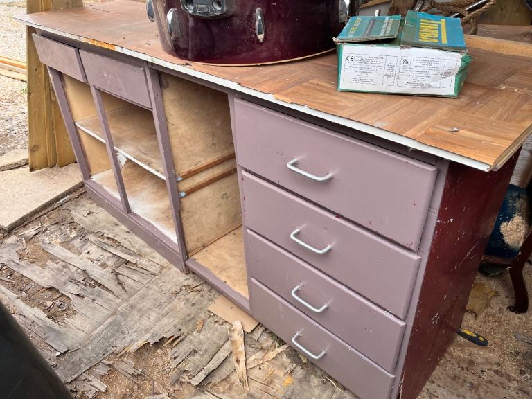 Wooden Workbench  with Drawers and Shelves – Fair Condition