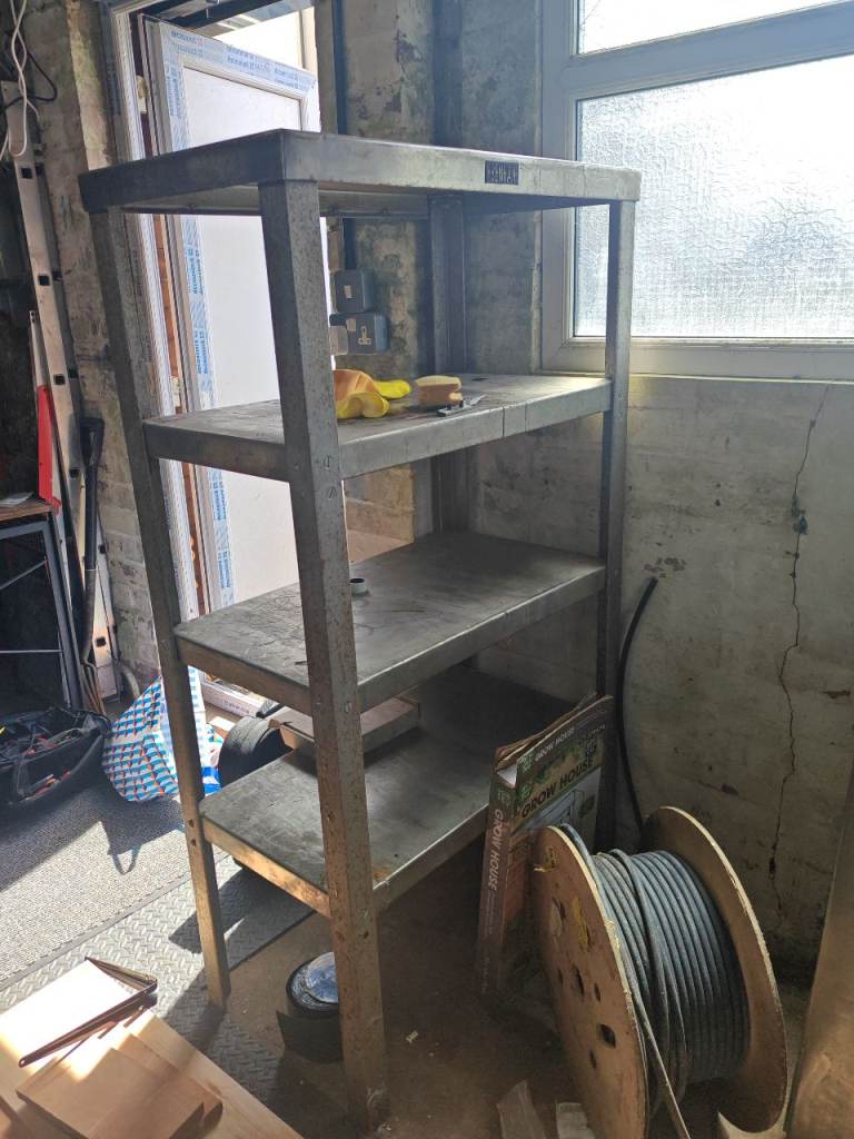 2 sets very heavy duty garage shelving 