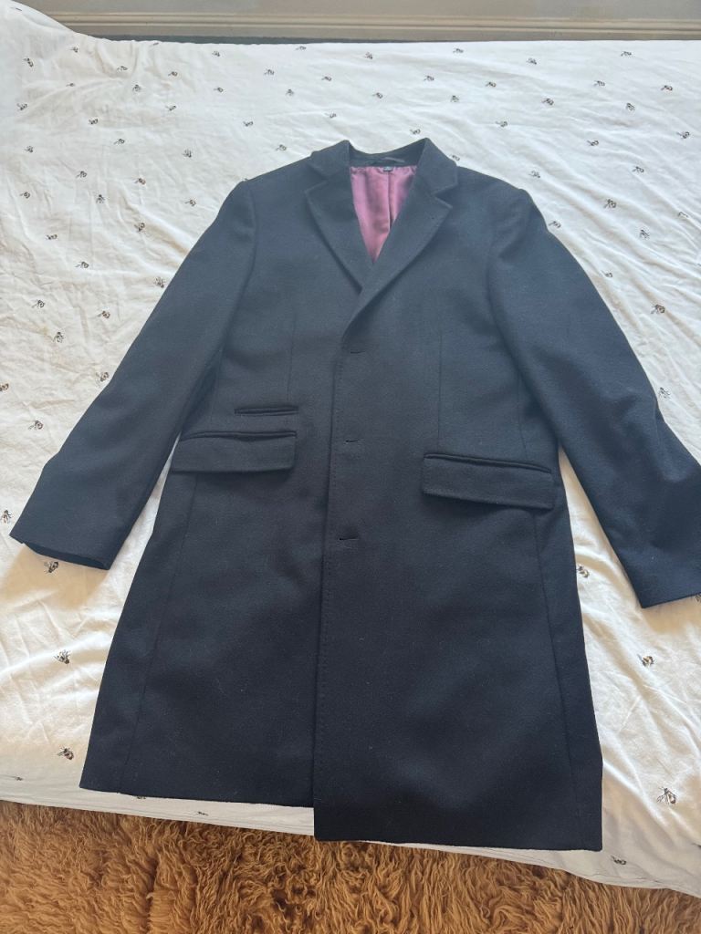 M&S Sartorial Men's Blue  Cashmere Blend Overcoat - Good Condition