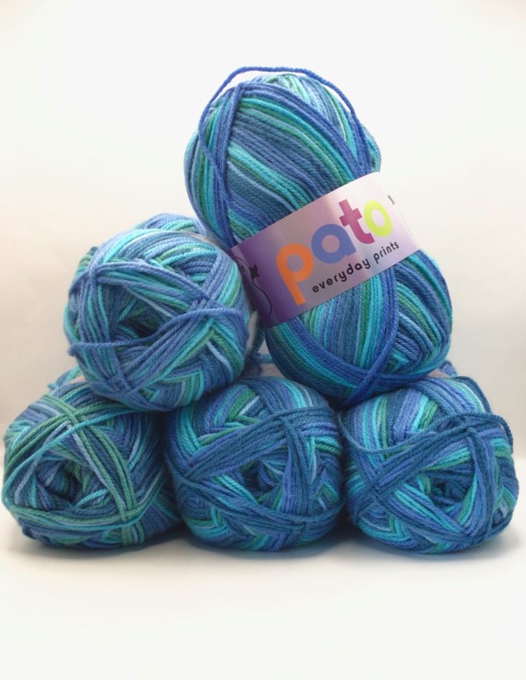 Pato Everyday Prints Self Striping DK Knitting Yarn/Wool 5 x 100g Blue