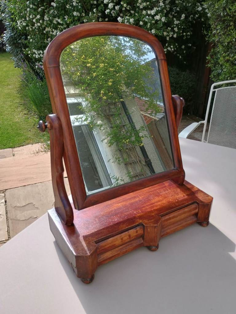 Period tilting dressing table mirror with drawers
