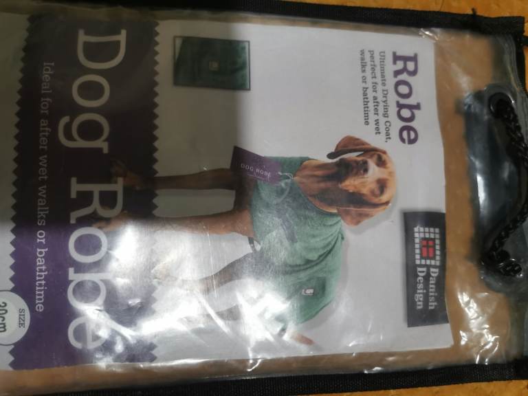 Green towelling dog robe 