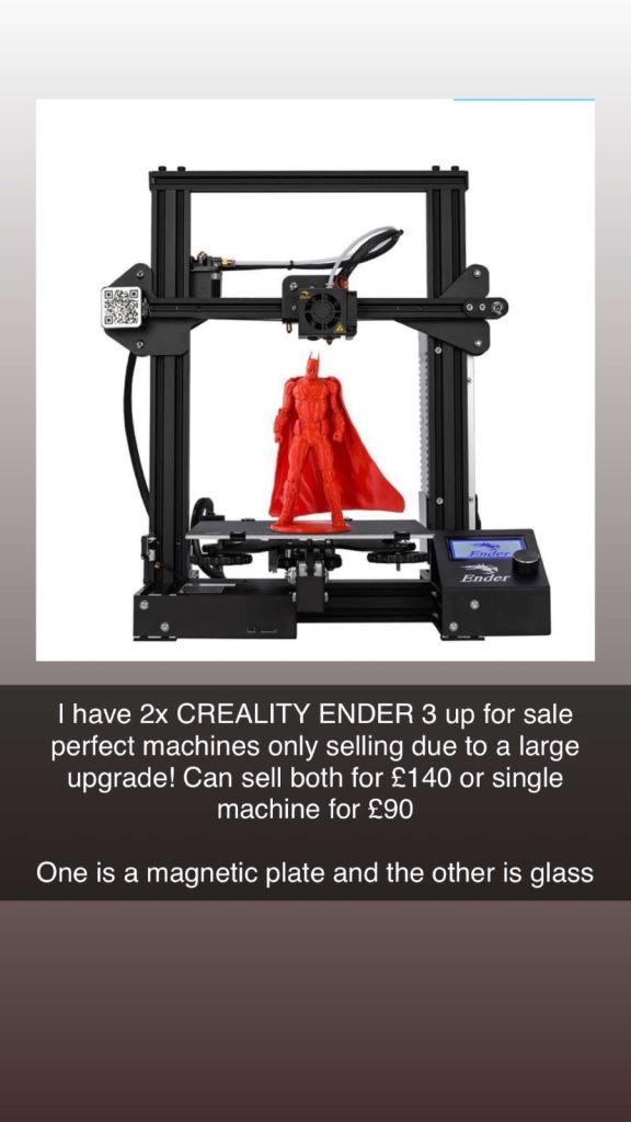 2x Creality ender 3 3D printer 
