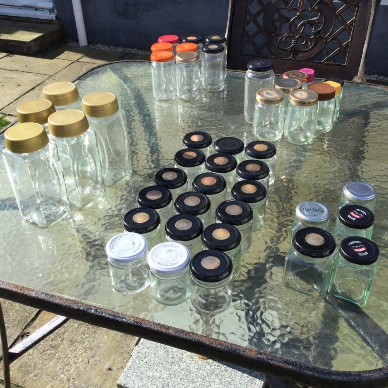 45 x  PRESERVE OR STORAGE JARS WITH LIDS