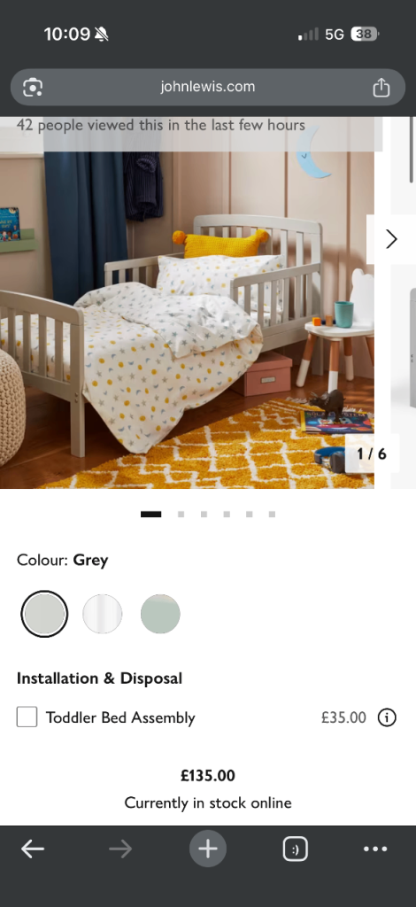 John Lewis elementary toddler bed 