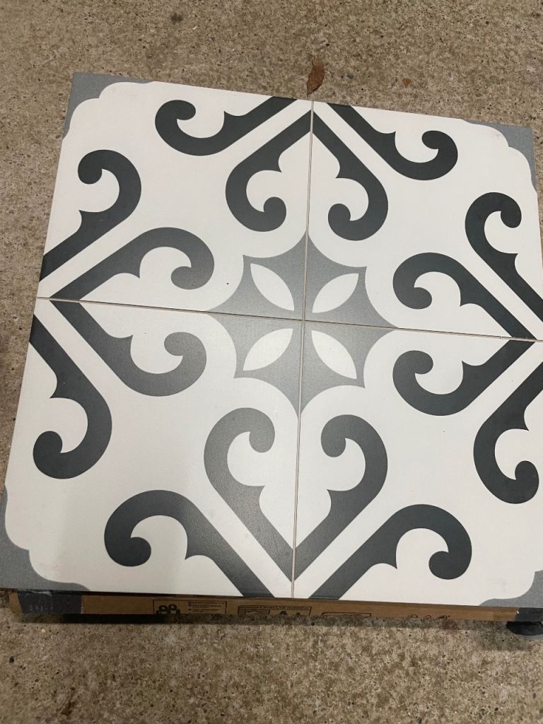 Glazed Porcelain Floor and Wall Tiles Black/White Print