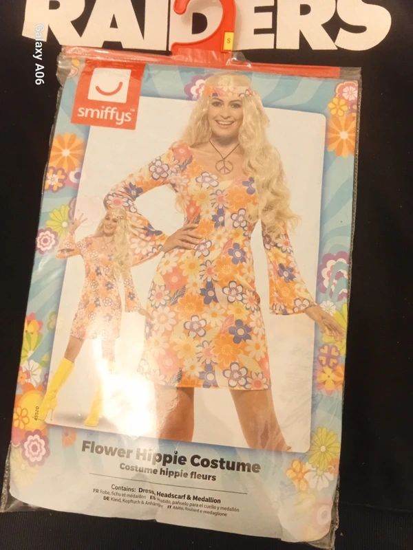 Womens Flower Hippy Fancy Dress Costume Small 8/10 uk