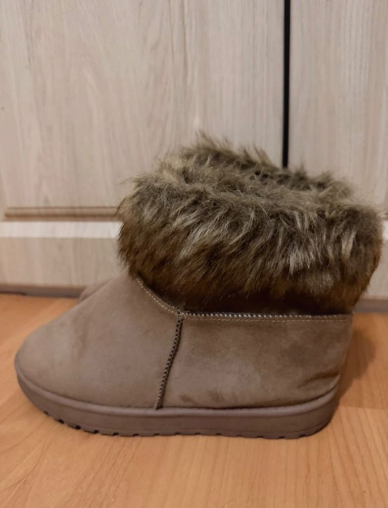 Ladies Faux Fur Flat Warm Ankle Boots