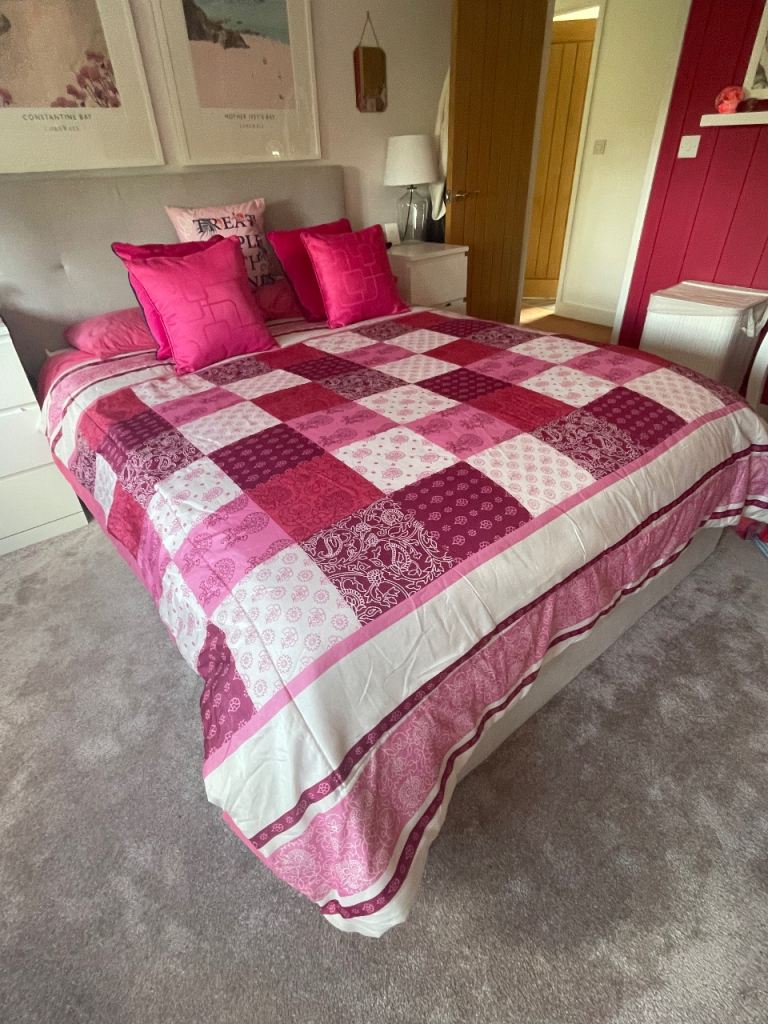 Pink patchwork throw