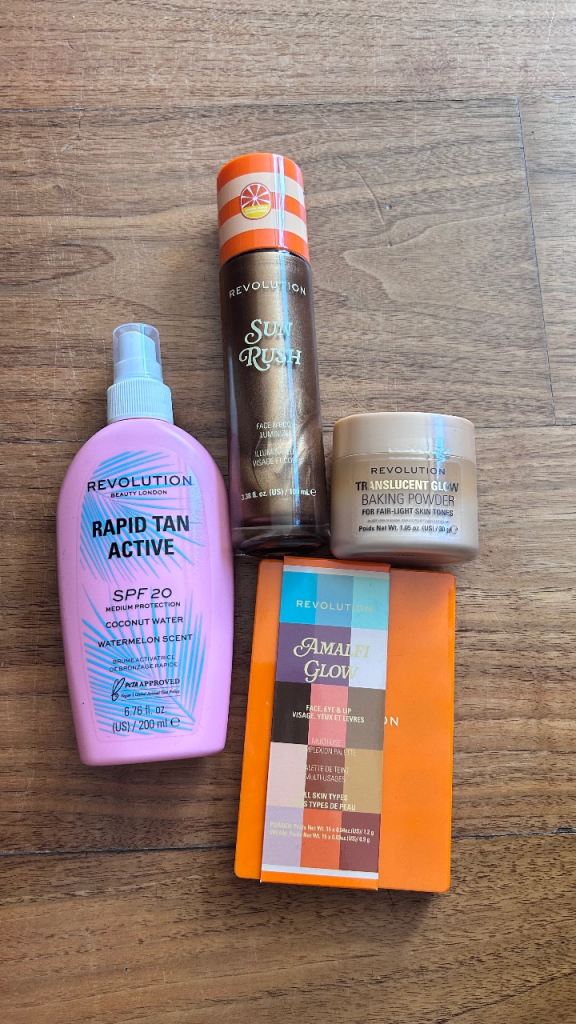 Unopened, Revolution makeup bundle (tan + glow + powder + palette)