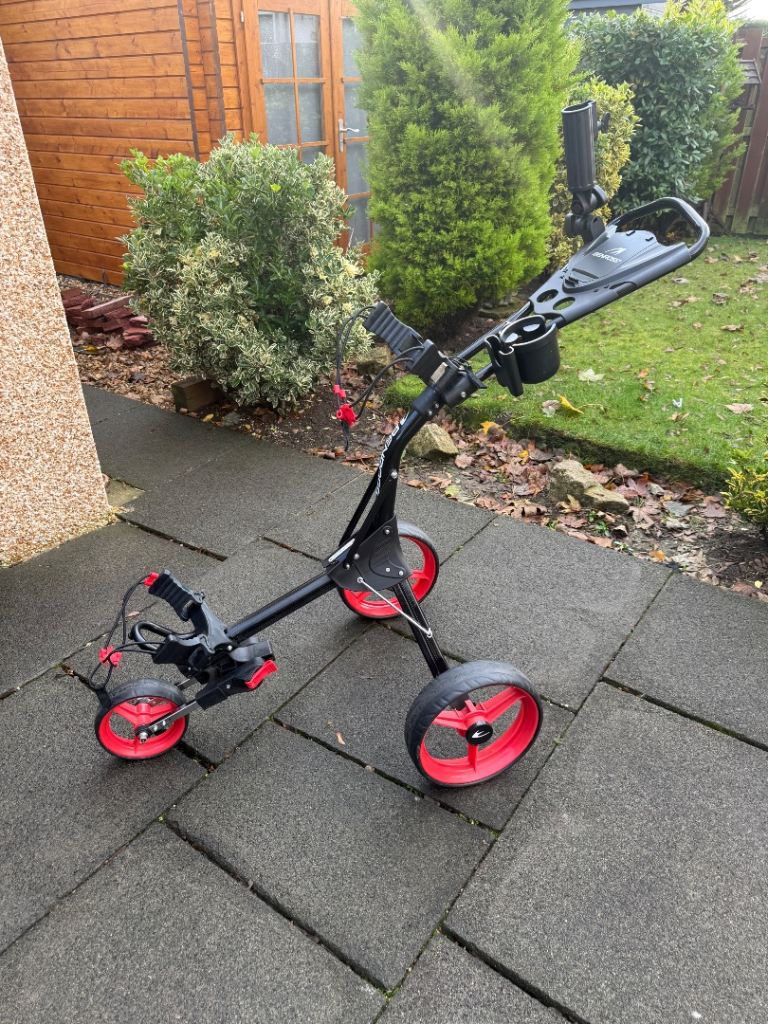 BENROSS Q FOLD 3-WHEEL COMPACT GOLF PUSH TROLLEY + CALLAWAY CHEV 14 ...