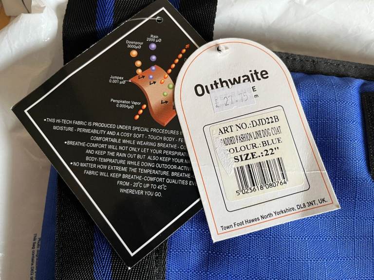 Padded Fashion Line Dog Coat (Blue) Size 22"