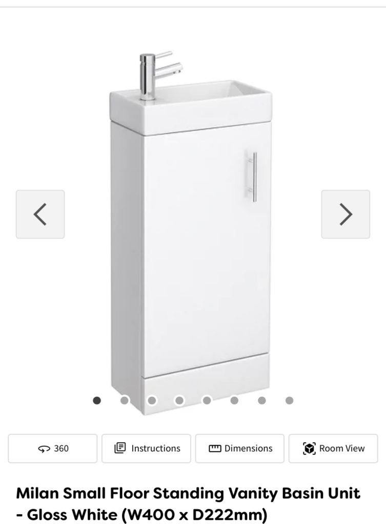 BARGAIN - Milan VP 400mm Gloss White Vanity Unit *minor damage* RRP £130
