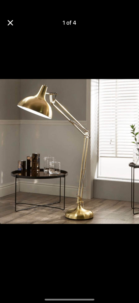 Stylish Gold Floor Lamp - Adjustable Arm, As Good As New