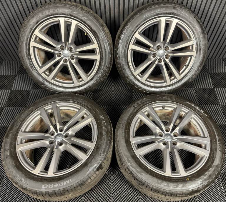 20'' GENUINE AUDI Q7 S LINE 5 DOUBLE SPOKE GREY ALLOY WHEELS ALLOYS TYRES TOUAREG
