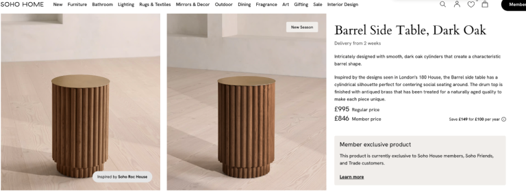 Soho home Barrel Side Table, Oak