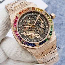 Royal Oak Offshore Double balance Wheel Rainbow Frosted AUTOMATIC. **NEW, UNWORN**