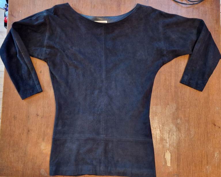 vintage 1980s Aggie Grey's black suede mini dress/top