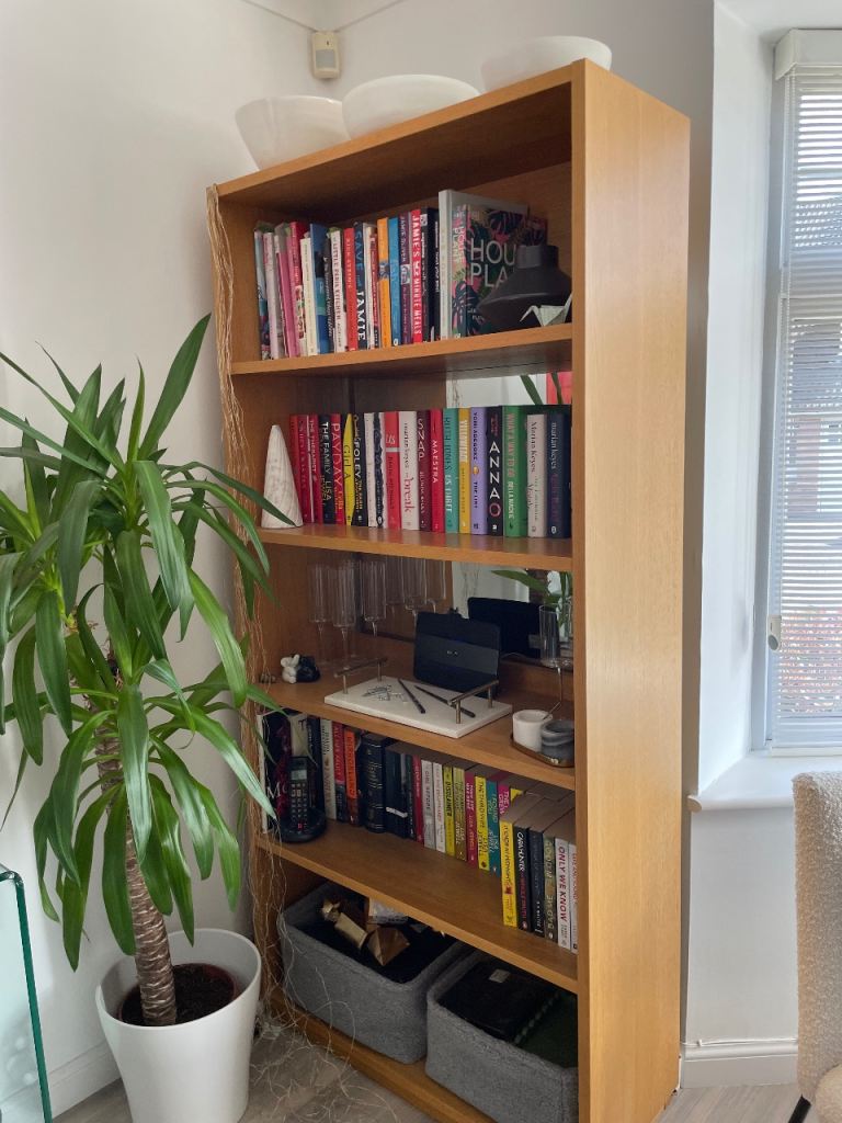 Habitat light walnut wooden shelving unit