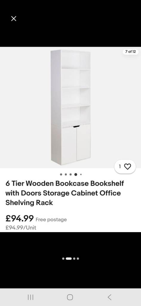 6 tear bookcase with the door