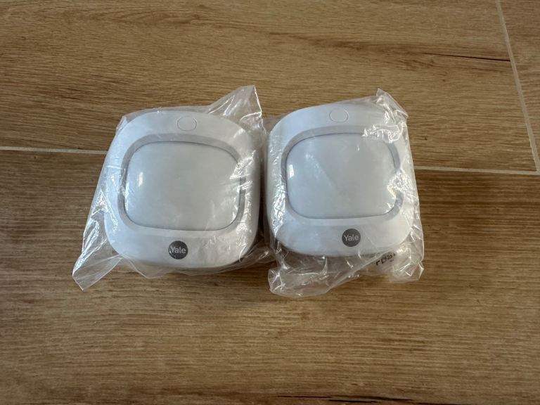 Two NEW Yale AC-PIR Sync Alarm Motion Detector – White, Unused