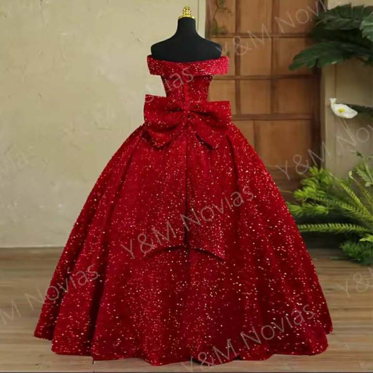 Stunning Red Sequin Ball Gown Prom Dress – New