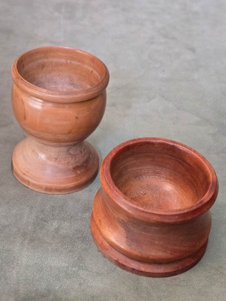 2x Vintage Turned Wood Cup bowls
